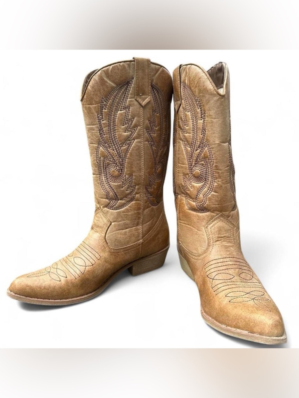 Coconuts by Matisse Tan Western Cowboy Boots with Embroidered Shaft - Size 6.5